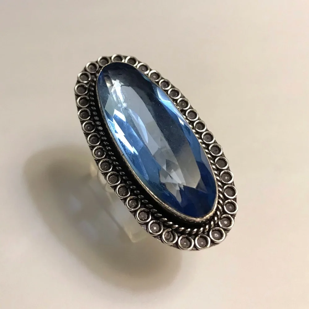 Tanzanite Stamped 925 Sterling Silver Ring